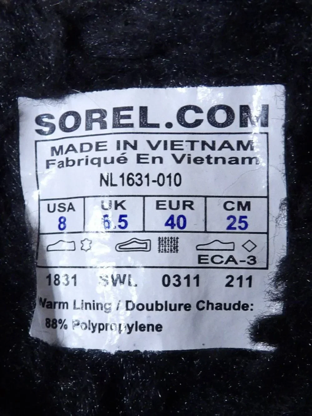 Sorel Tivoli Waterproof Winter Boots Black and White Size 8